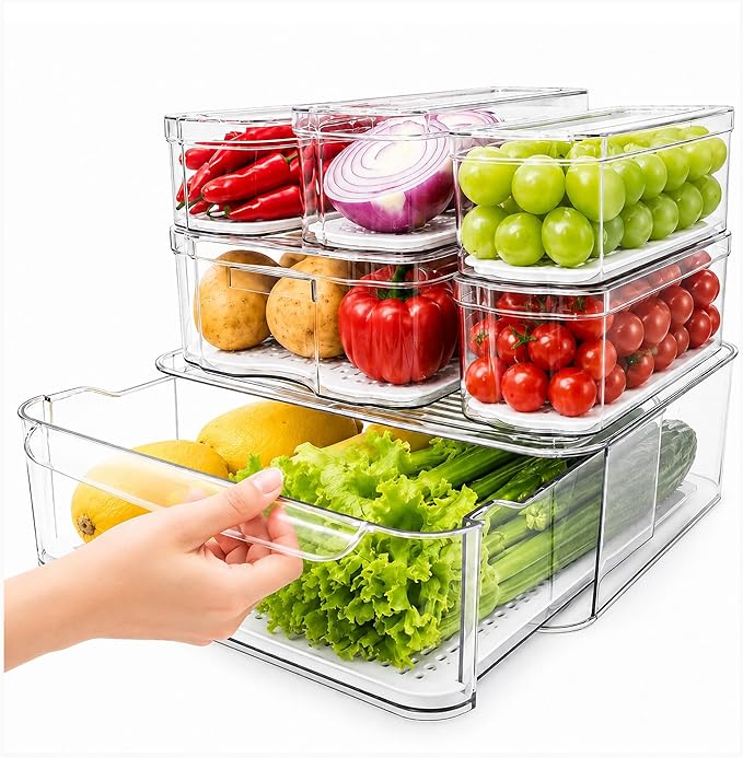 Drain Tray Fridge Storage Bins | Three Size Combinations Available