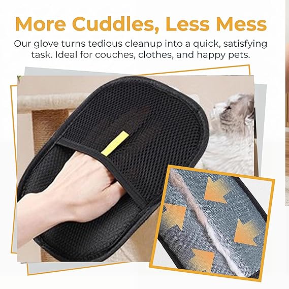 2PCS Dual Side Static Pet Hair Remover Gloves | Nylon Lint Brush for Pets, Clothes & Sofa (Large Small）