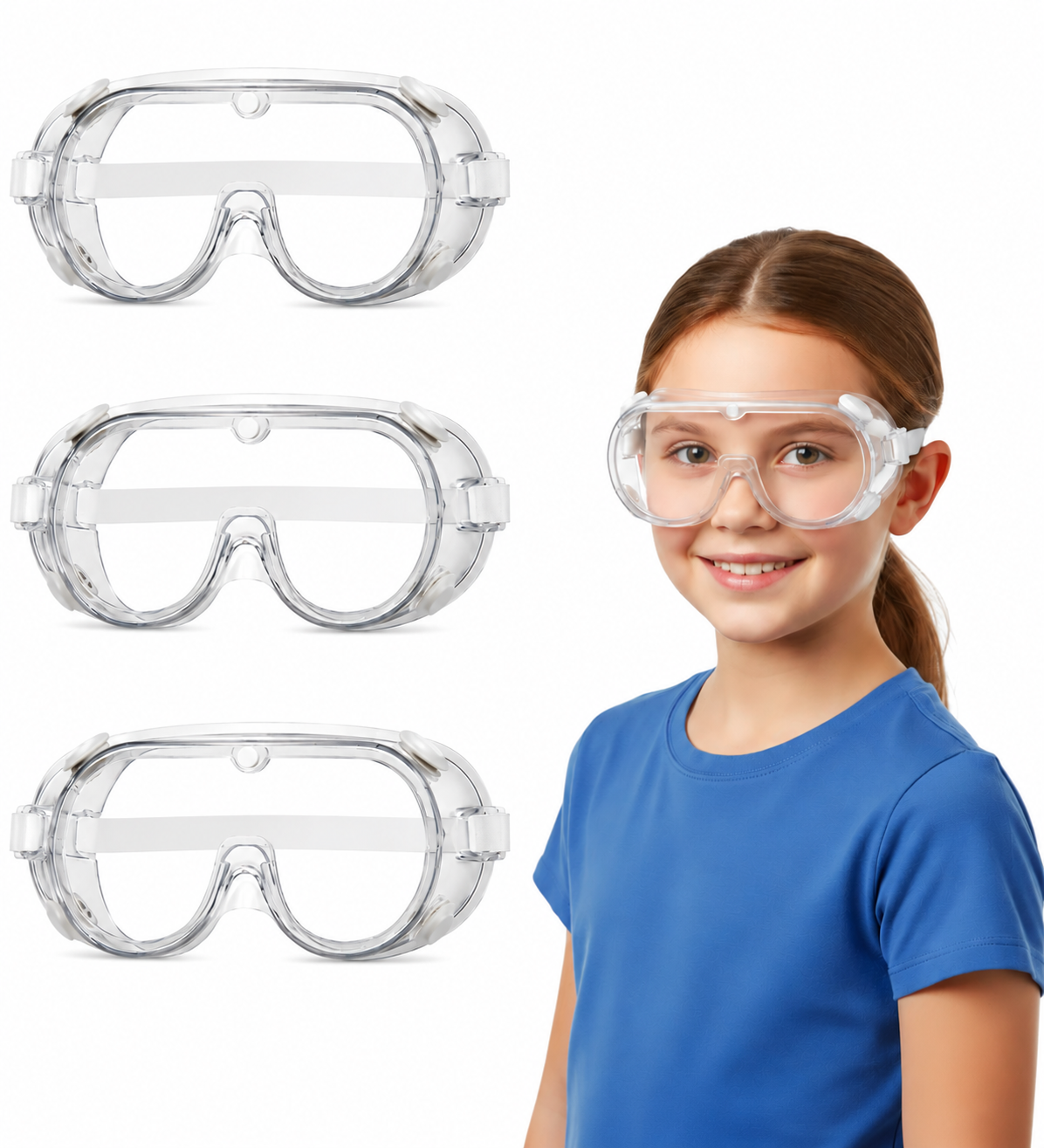 Kids Safety Goggles, Polycarbonate Lenses & PVC Frame, Eye Protection for Children