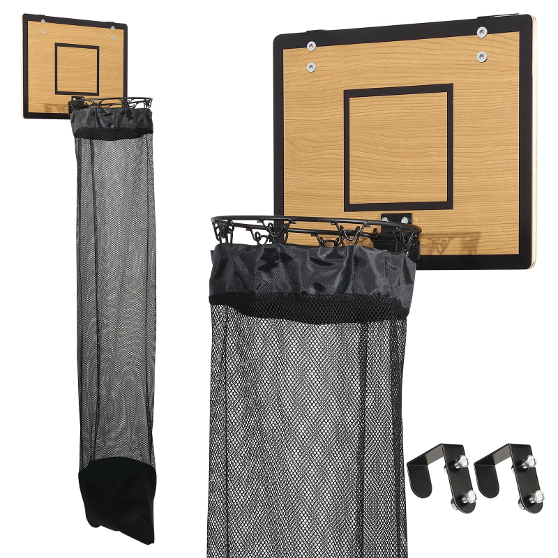 Wooden Basketball Hoop Laundry Hamper for Kids & Dorm