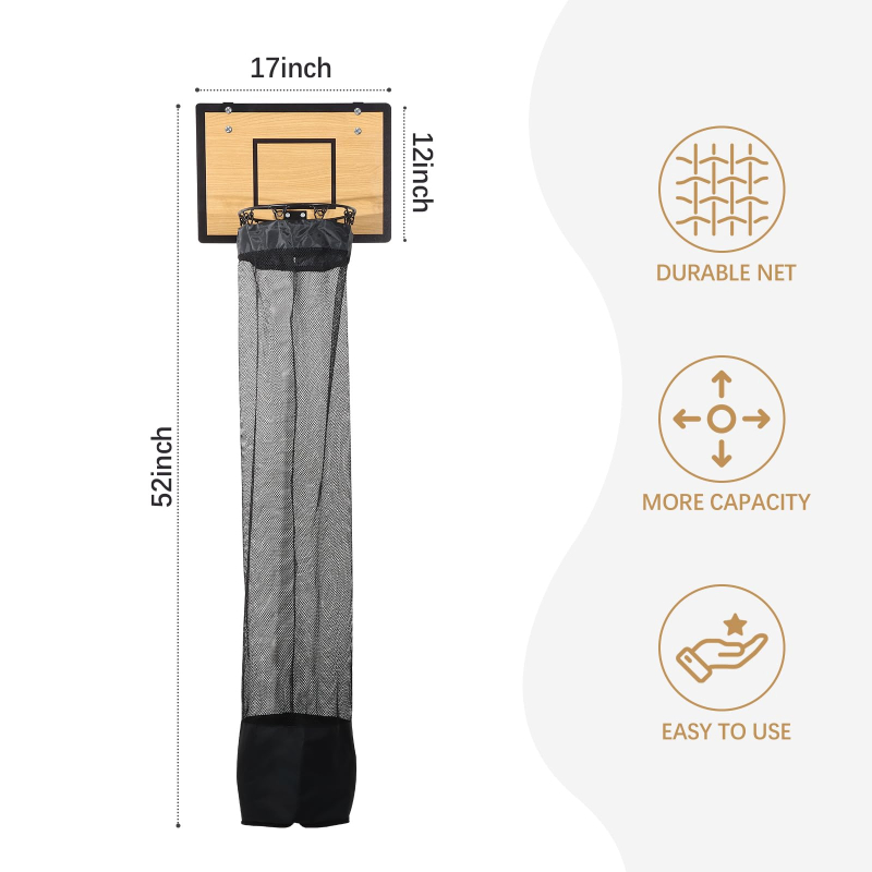 Wooden Basketball Hoop Laundry Hamper for Kids & Dorm
