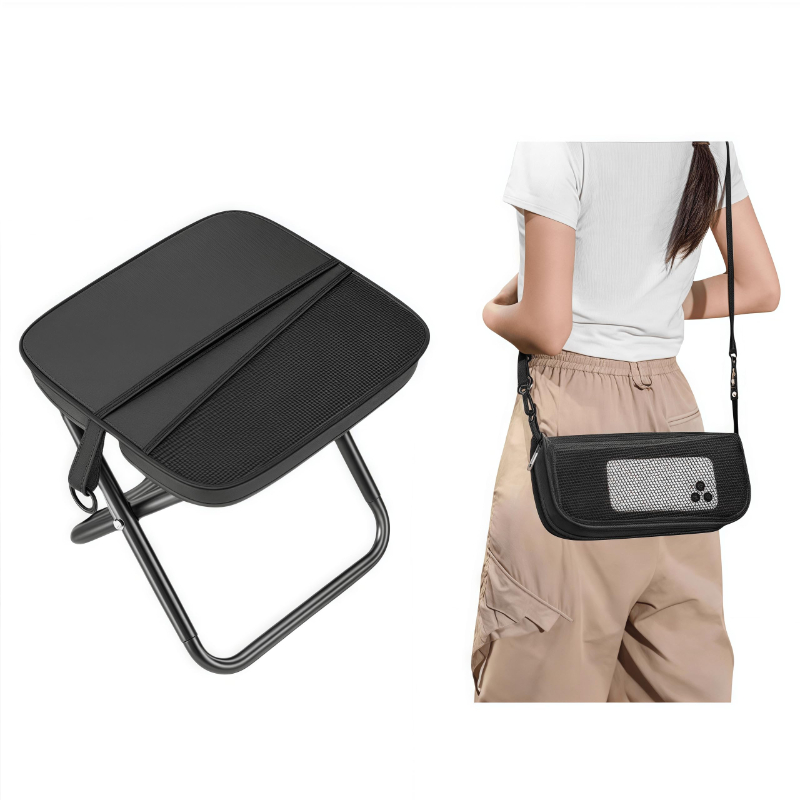 Dual Pocket Foldable Camping Stool for Outdoor