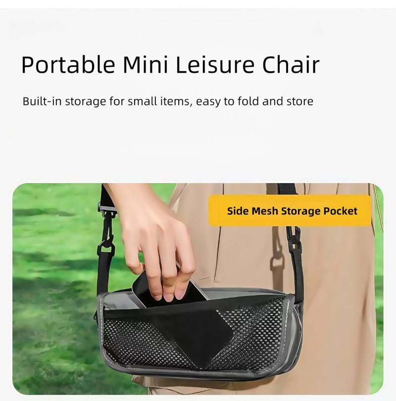Dual Pocket Foldable Camping Stool for Outdoor