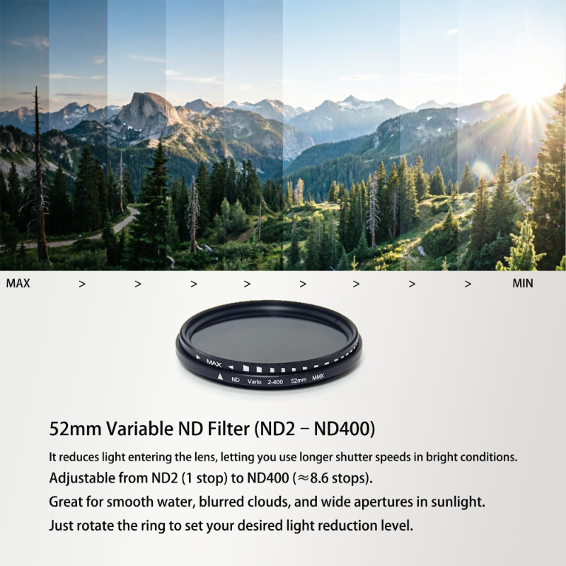 Magnetic 52mm Variable ND2-400 Filter Kit for iPhone – Professional Long Exposure Lens