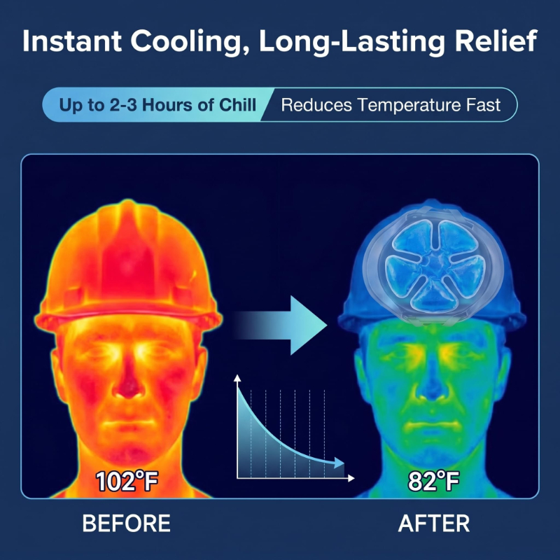 Ice Pack for Hard Hat, Reusable Helmet Cooling Gel Pad