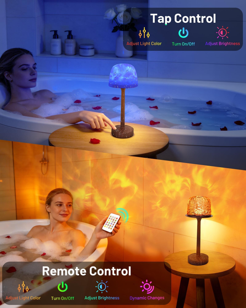 Rechargeable Waterproof Ocean Wave Shower Light with Remote