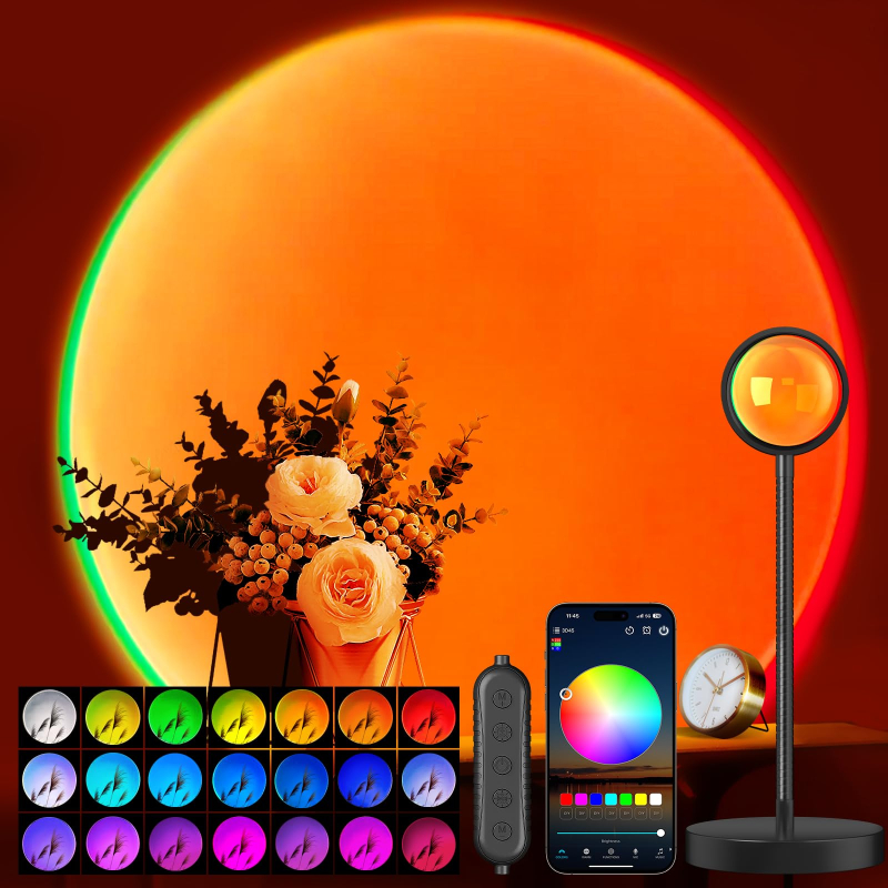 Smart App Control Sunset Lamp | Full Color Changing LED Projection Mood Decor Light