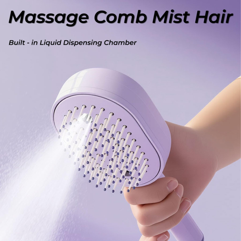 Spray Electric Scalp Massager Brush, Self-Cleaning Anti-Static Hair Comb