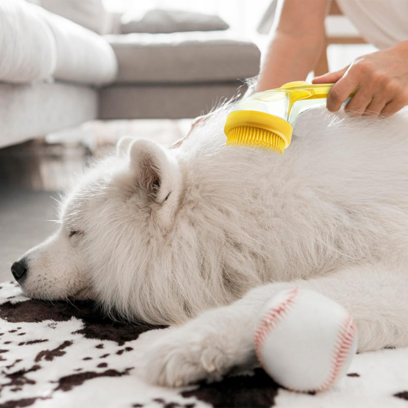 New Shampoo Dispenser Pet Bath Brush, Soft Silicone Dog Massage Grooming Brush for Dogs & Cats