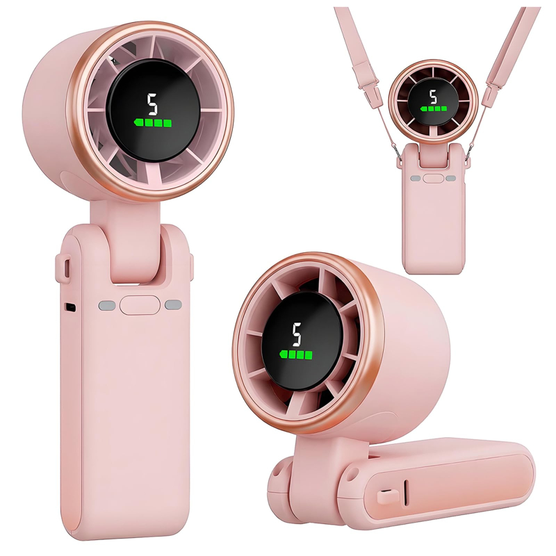 Foldable Portable Turbo Handheld Fan, 5 Speeds Rechargeable Travel Cooling Fan