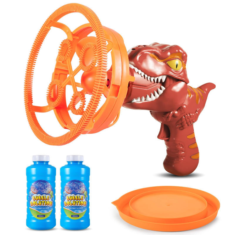 🦖 Dinosaur Bubble Gun - Blows Giant Bubbles Nonstop! Perfect Birthday/Christmas Gift for Kids 3-9