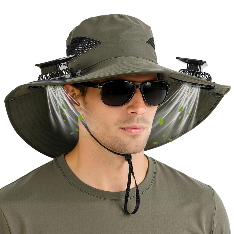 Wide Brim Solar Fan Sun Hat UV Protection Fishing Hat for Outdoor