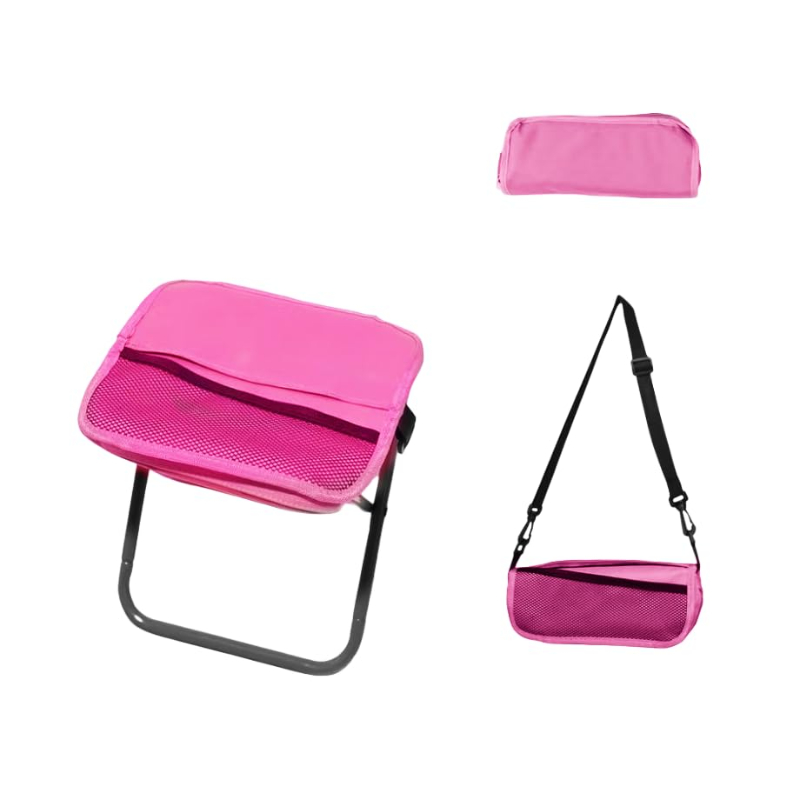 Dual Pocket Foldable Camping Stool for Outdoor