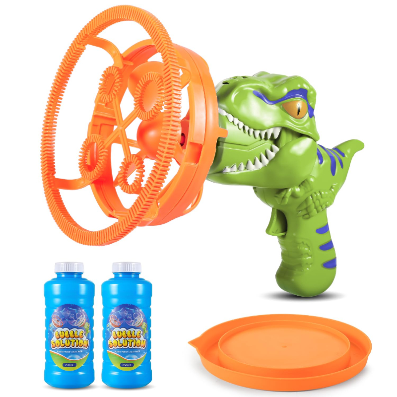 🦖 Dinosaur Bubble Gun - Blows Giant Bubbles Nonstop! Perfect Birthday/Christmas Gift for Kids 3-9