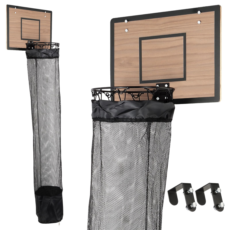 Wooden Basketball Hoop Laundry Hamper for Kids & Dorm