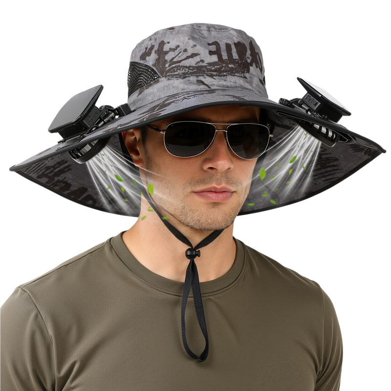 Wide Brim Solar Fan Sun Hat UV Protection Fishing Hat for Outdoor