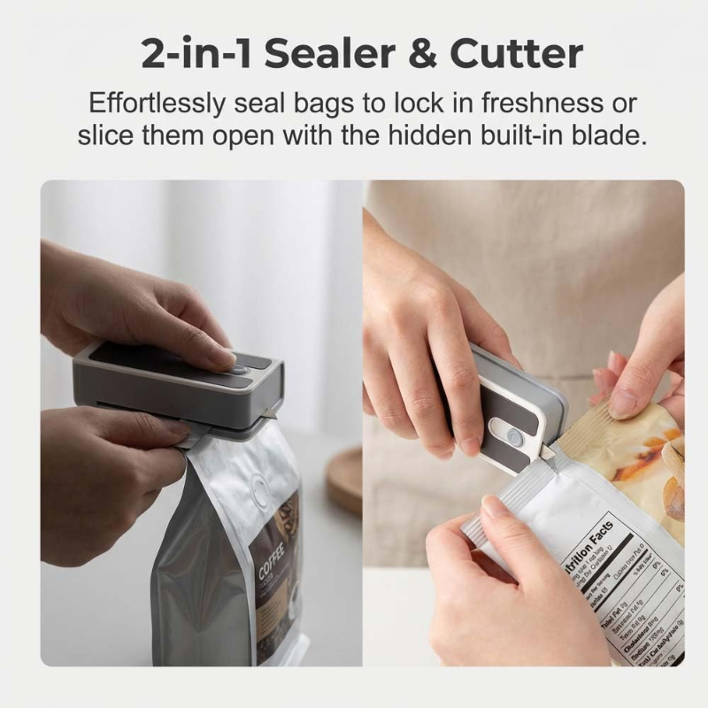 USB Rechargeable Mini Heat Sealer with Cutter