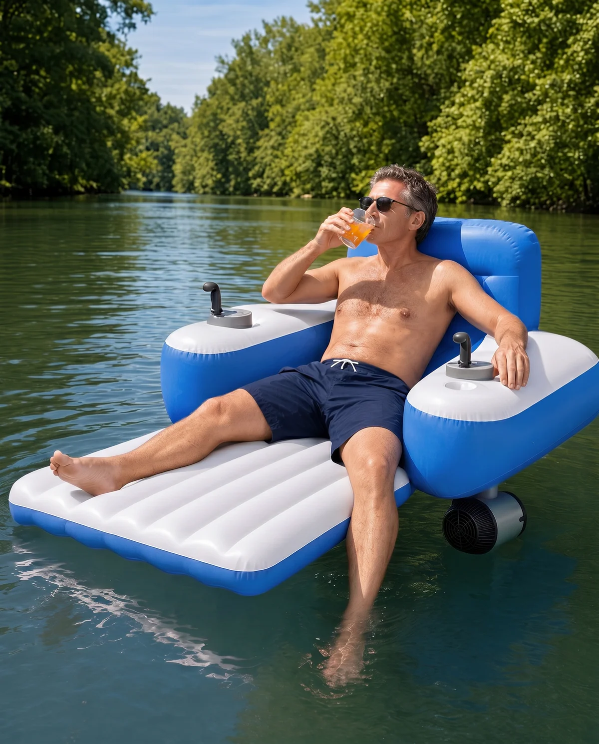 Electric Propeller Inflatable Pool Float with Hand Control Joystick | Hyloax