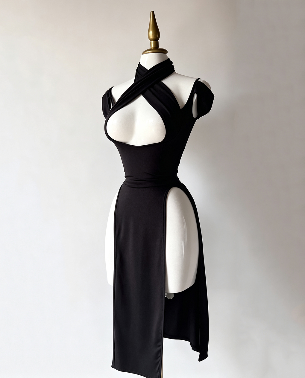 Crisscross Cut Out Split  Dress