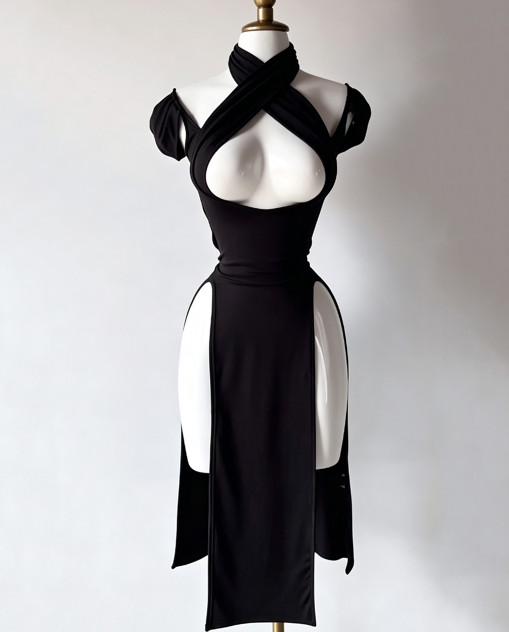 Crisscross Cut Out Split  Dress
