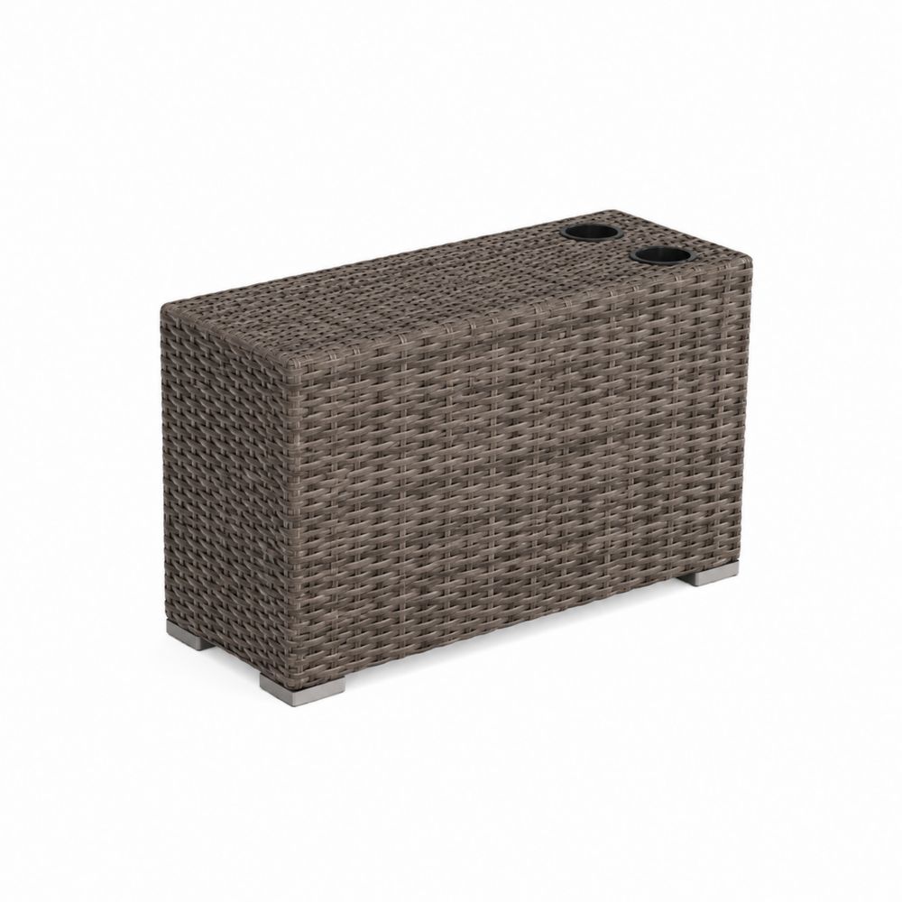 Prostokątny stół z technorattanu z uchwytami na napoje, 100x50x50 cm-Domitorin