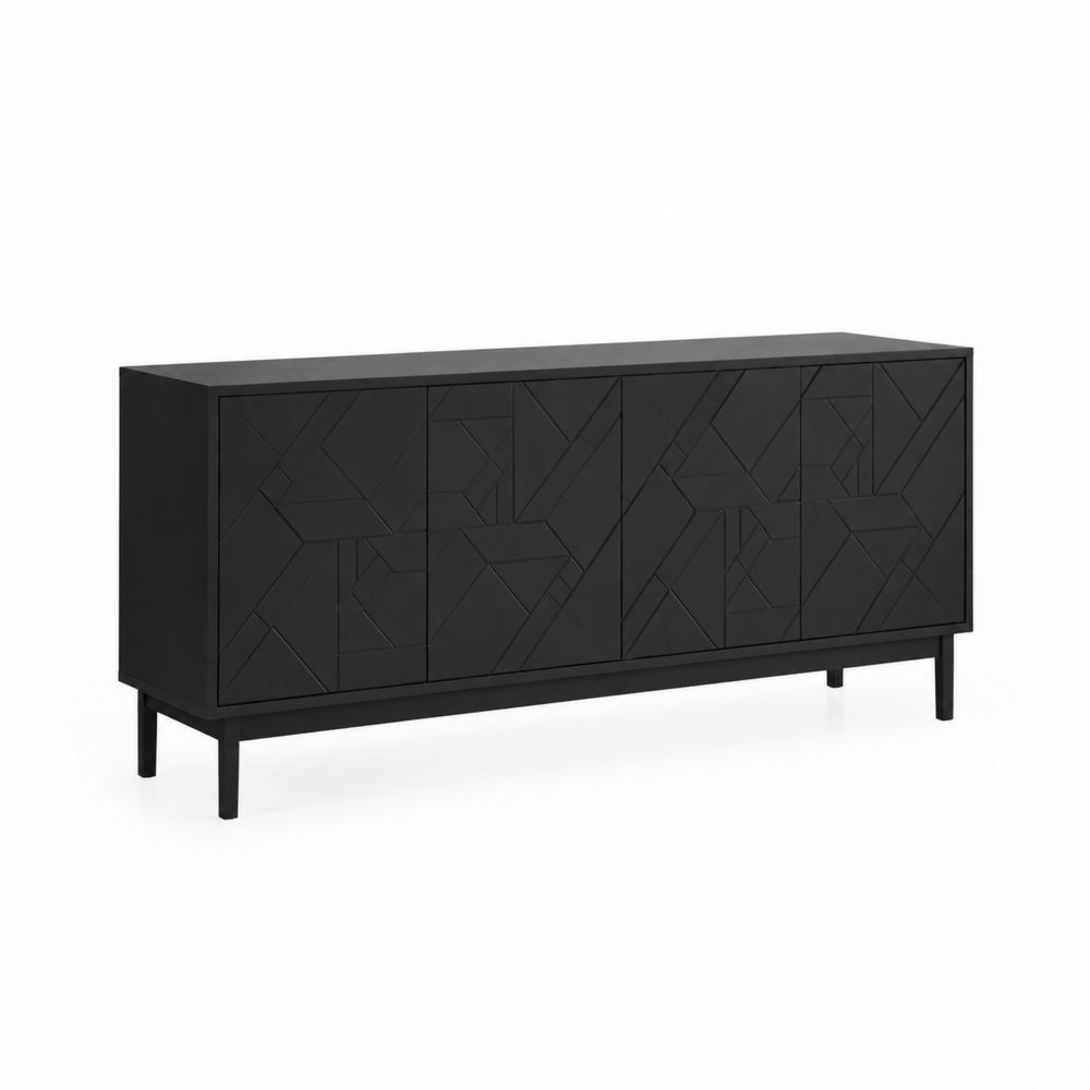Bufet z Drewna i Metalu Czarny 180x40x80 cm-Domitorin