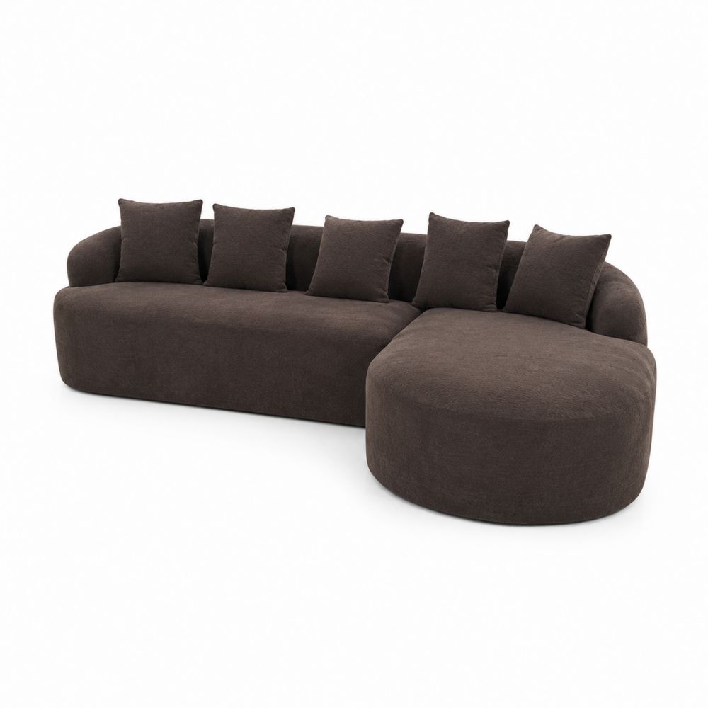 Brązowa narożna sofa z tkaniny-Domitorin