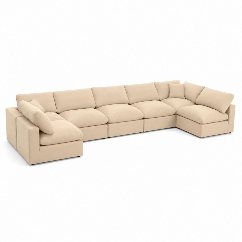 Narożna sofa modułowa z tkaniny welurowej Beżowy-Domitorin