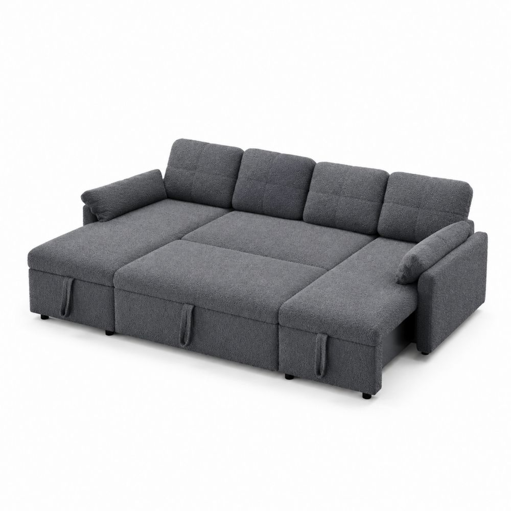 Modułowa sofa narożna rozkładana z funkcją spania, szara-Domitorin