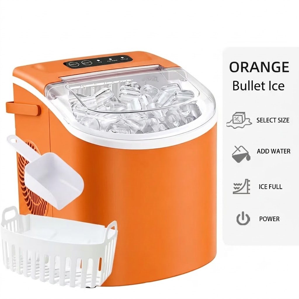 Summer Hot Seller💥Buy 1 Get 1 Free🔥Ice Maker—Portable Ice Maker (includes handle, ice scoop, and ice basket); suitable for home, kitchen, office, or dormitory use.