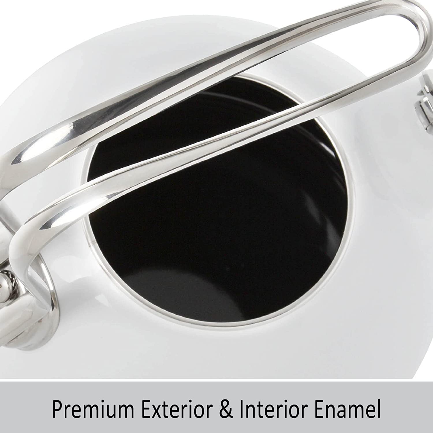   Classic Harmonica Whistle Tea Kettle - Enamel-on-Steel – 1.8 Qt. - White