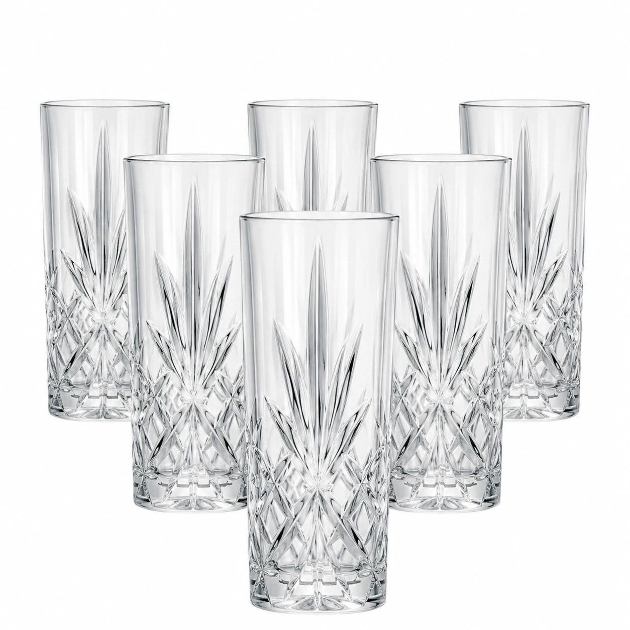 Set de vasos altos grabados de cristal-PureNordicHome