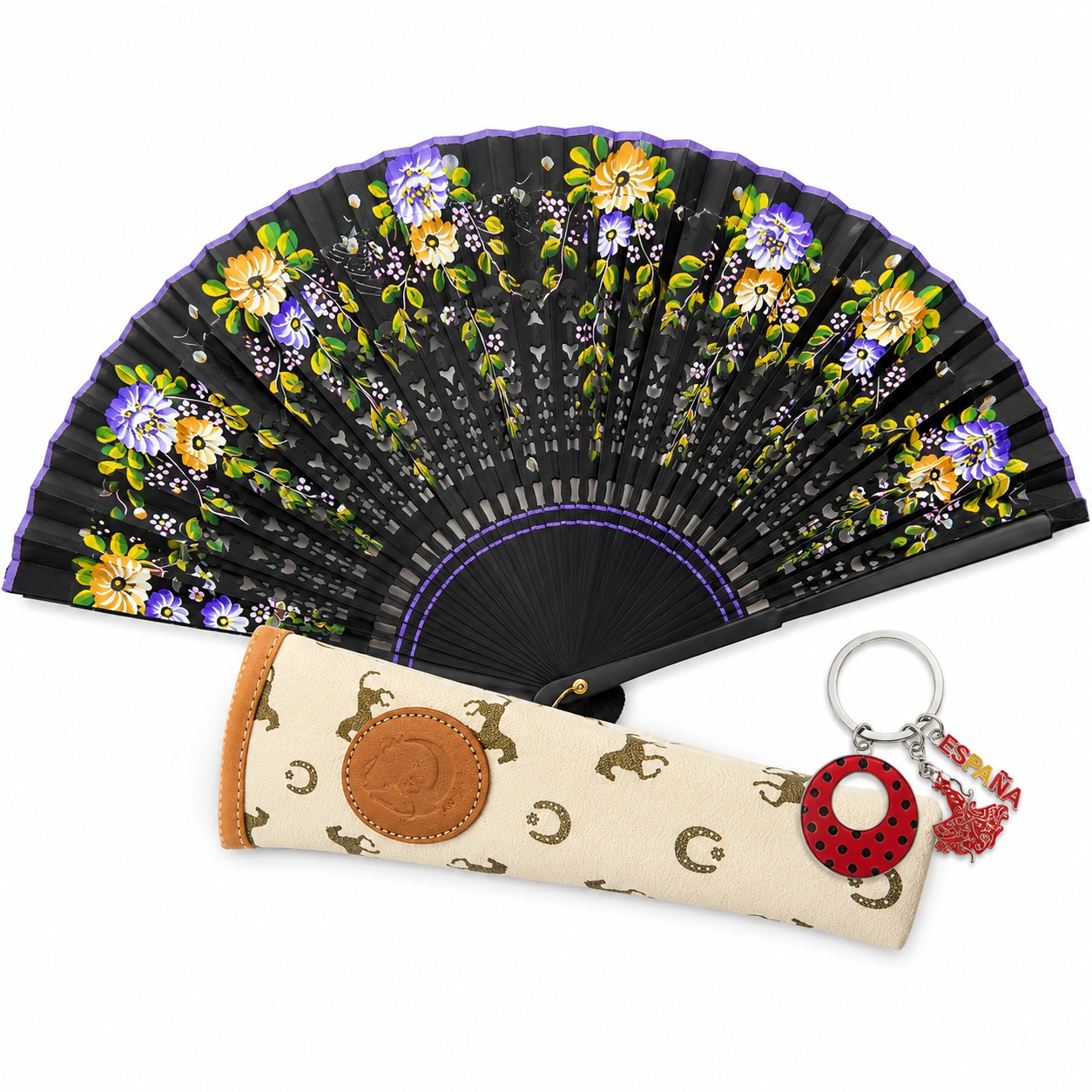 Abanico Floral con Funda y Llavero-PureNordicHome