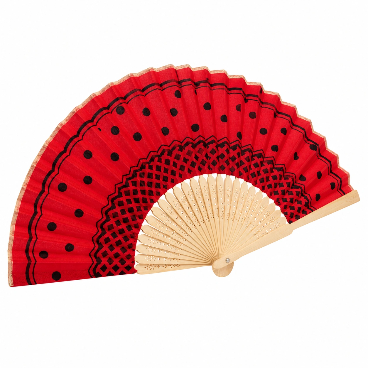 Abanico Tradicional Rojo de Madera-PureNordicHome