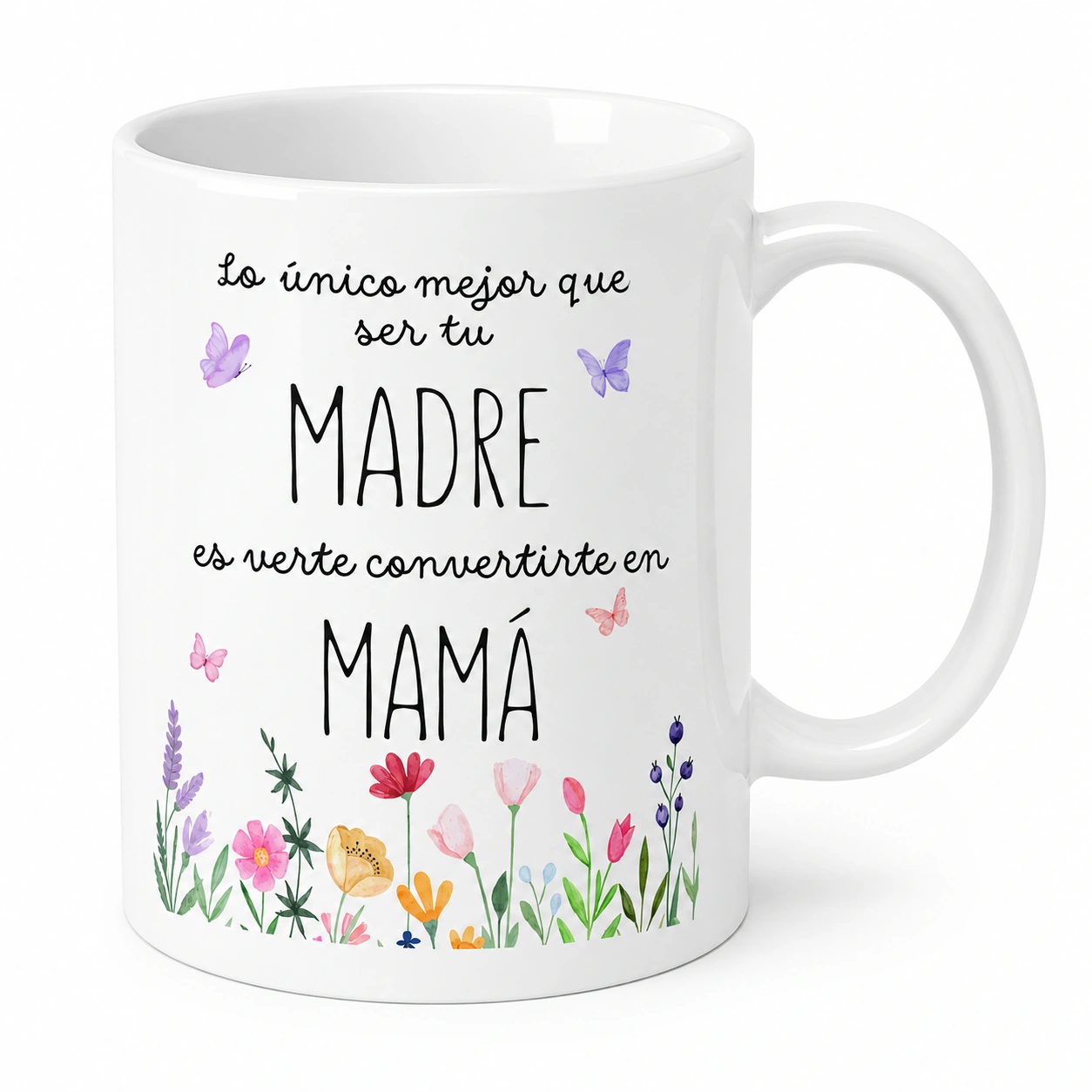 Taza personalizada para madre con mensaje floral-PureNordicHome