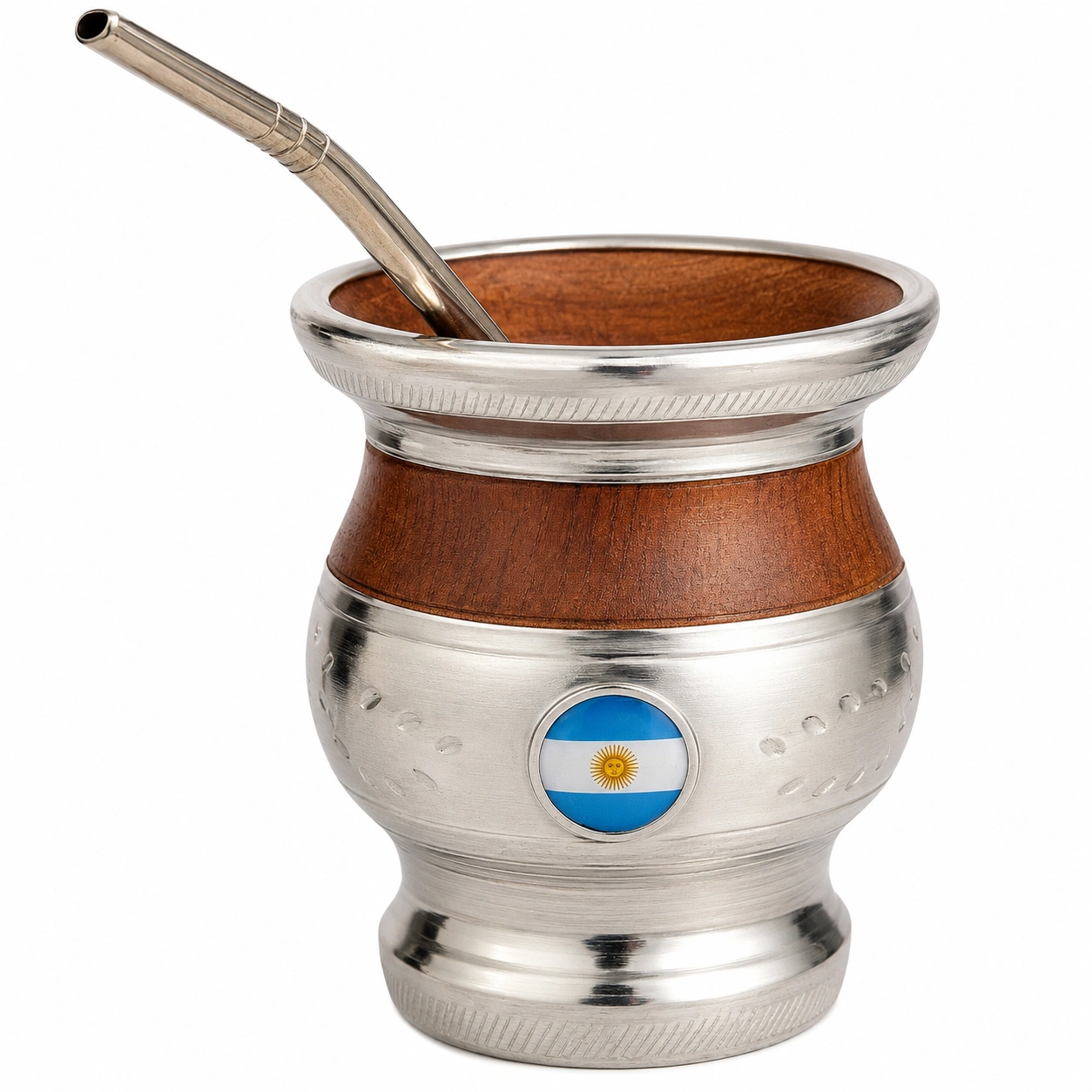 Mate tradicional con bombilla de acero inoxidable