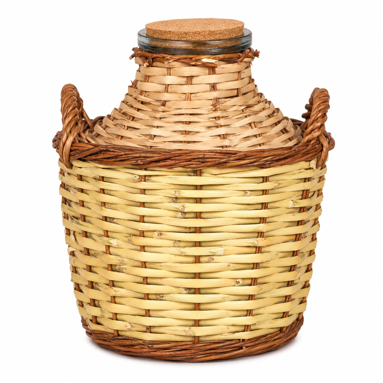 Garrafa decorativa de vidrio con mimbre-PureNordicHome