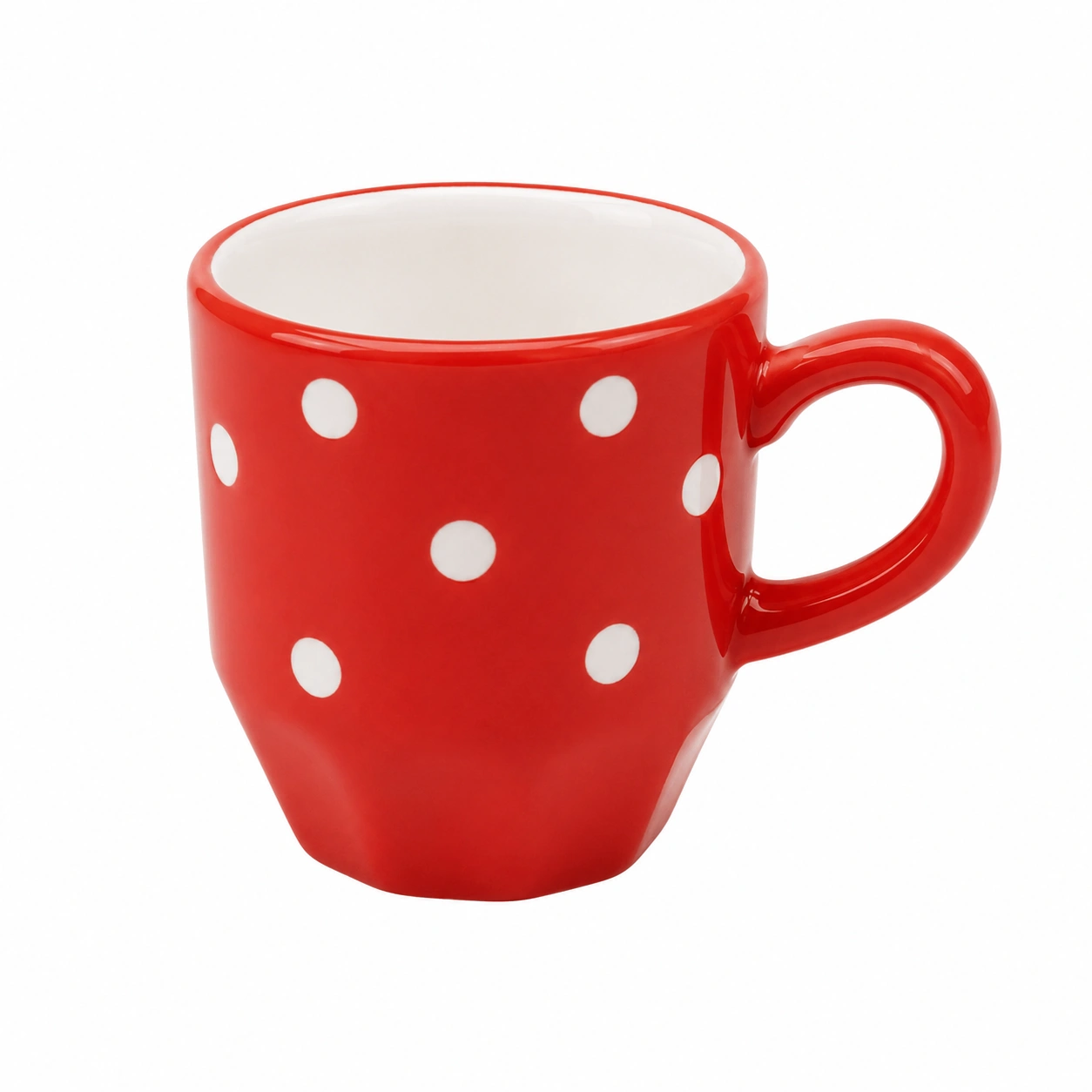 Taza de ceramica roja con lunares-PureNordicHome