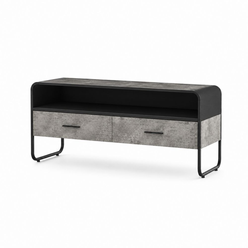 Szafka RTV z płyty wiórowej i metalowymi nogami 120x40x50 cm Beton/Antracyt