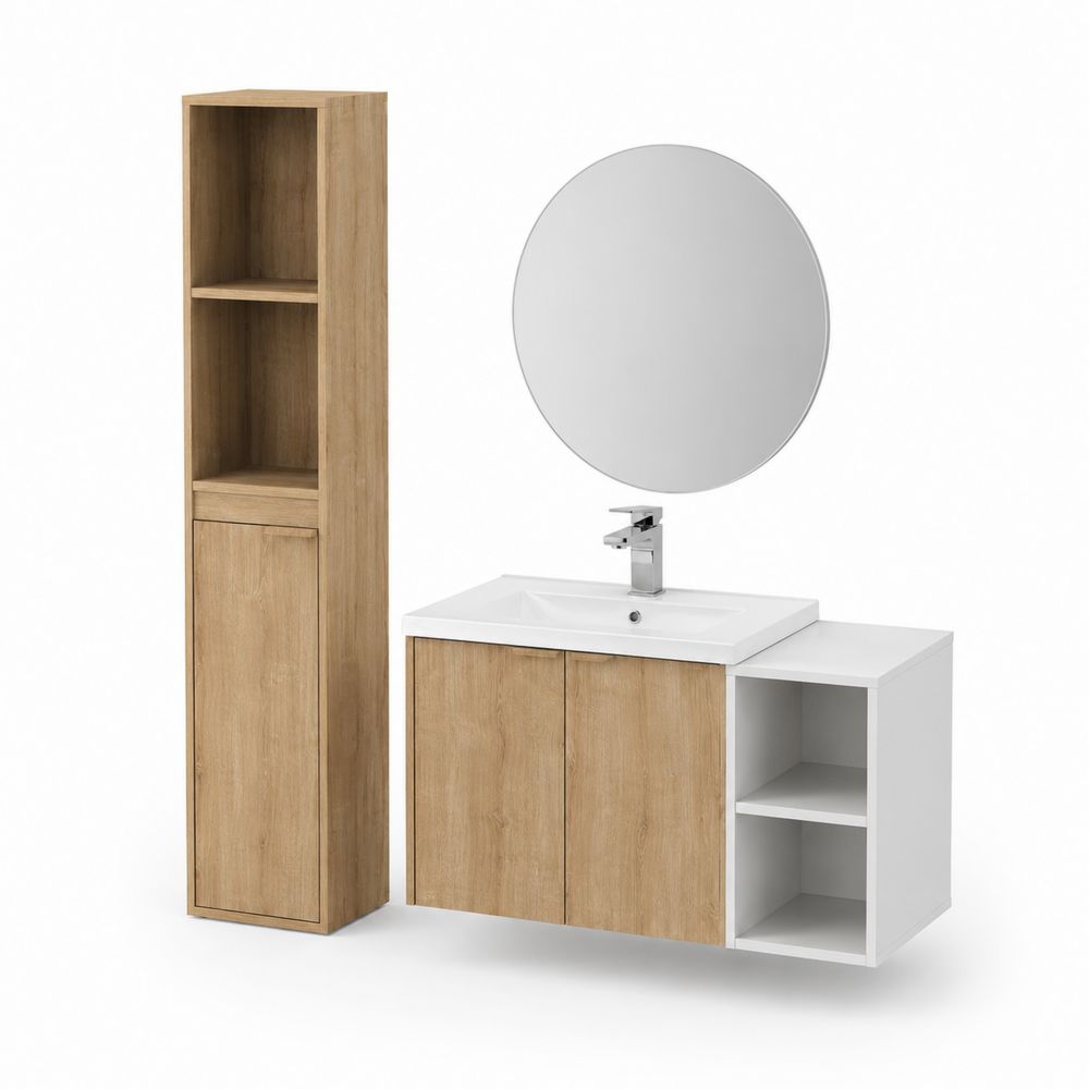 Zestaw łazienkowy z lustrem i umywalką z płyty laminowanej 80 cm