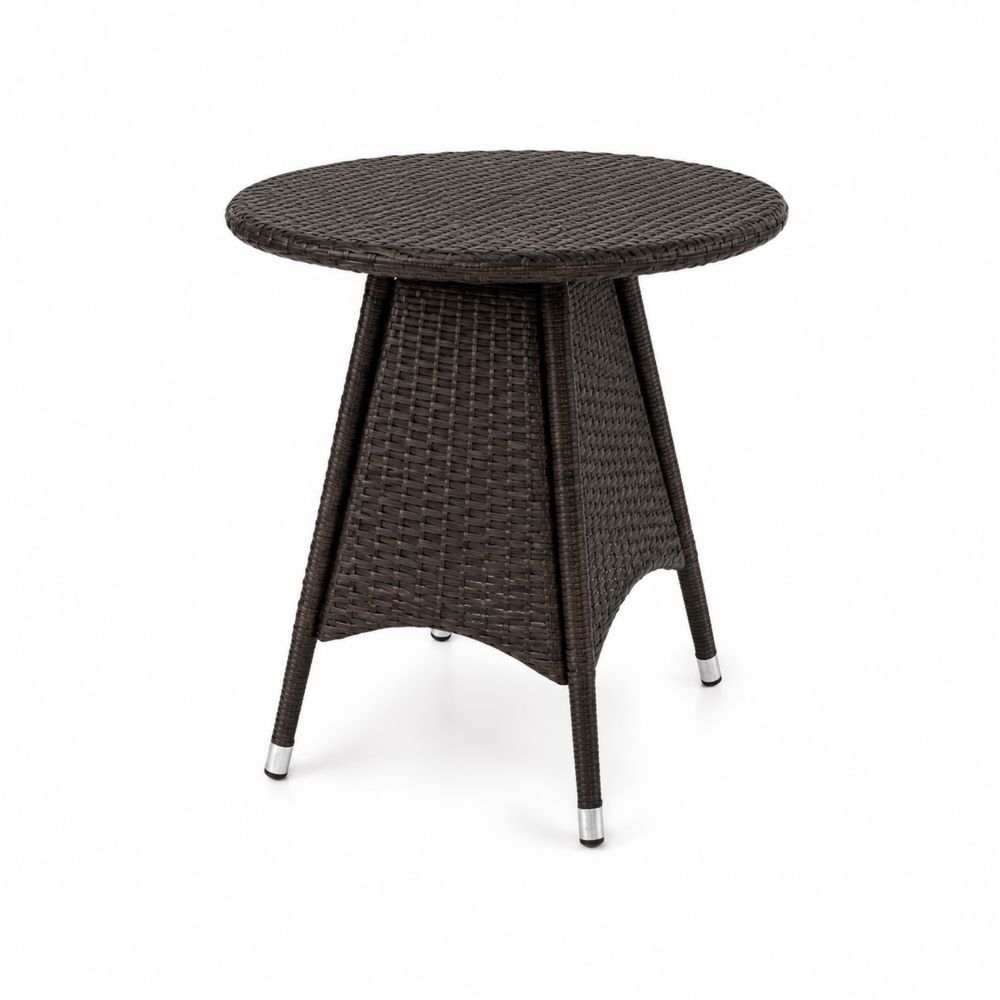 Okrągły stolik technorattanowy brązowy 60 cm