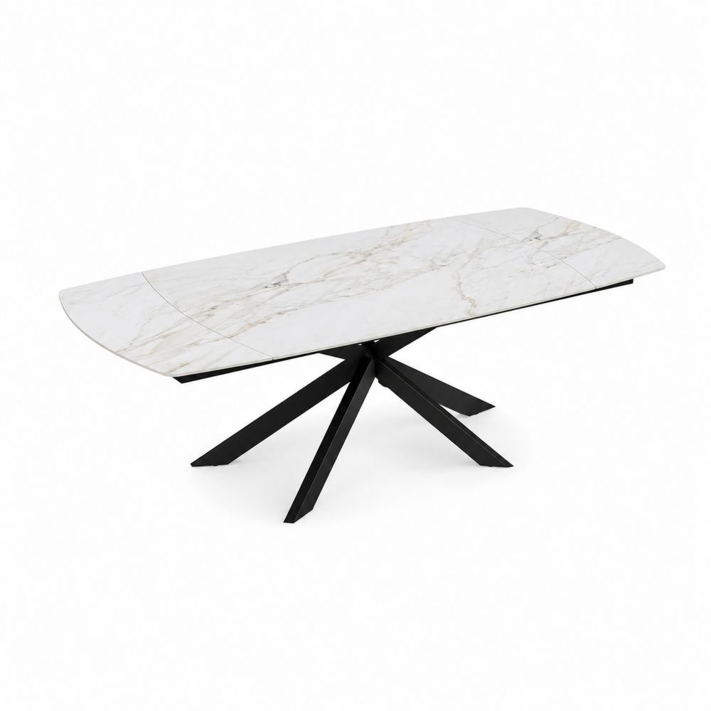 Stół z blatem z marmurowej ceramiki rozkładany 180x90 cm Biały/Czarny
