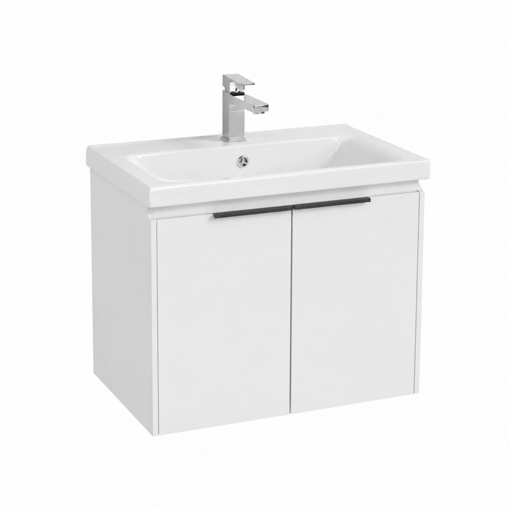 Szafka łazienkowa z umywalką z ceramiki i MDF 80x40x55 cm Biały