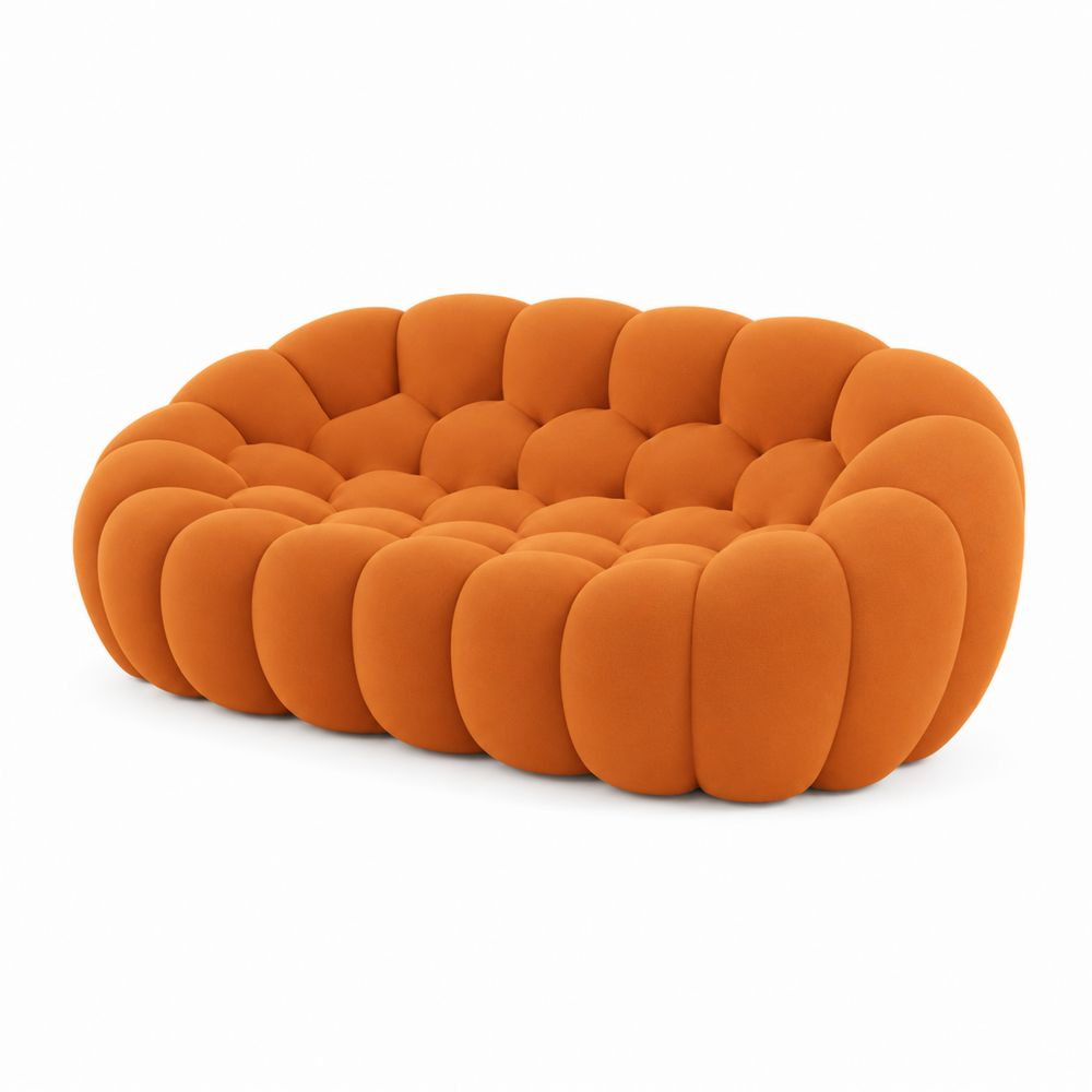 Pomarańczowa sofa dwuosobowa z tkaniny poliestrowej