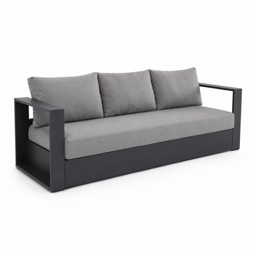 Sofa ogrodowa aluminium szara 210x80x70 cm