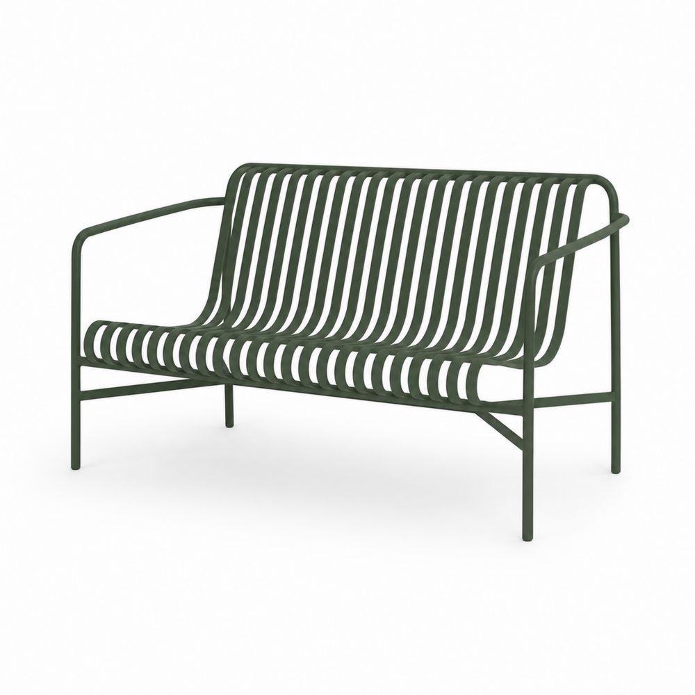 Metalowa sofa ogrodowa ciemnozielona