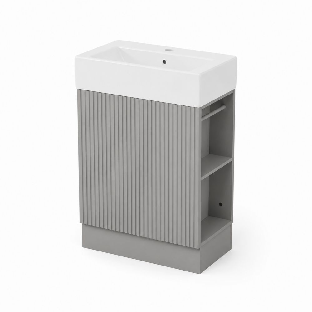 Szafka pod umywalkę z półkami 80x60x40 cm MDF Szary/Biały