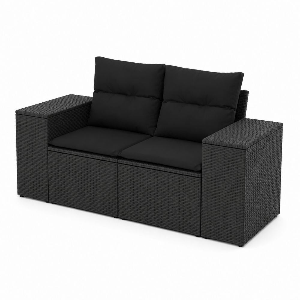Sofa dwuosobowa z technorattanu czarny