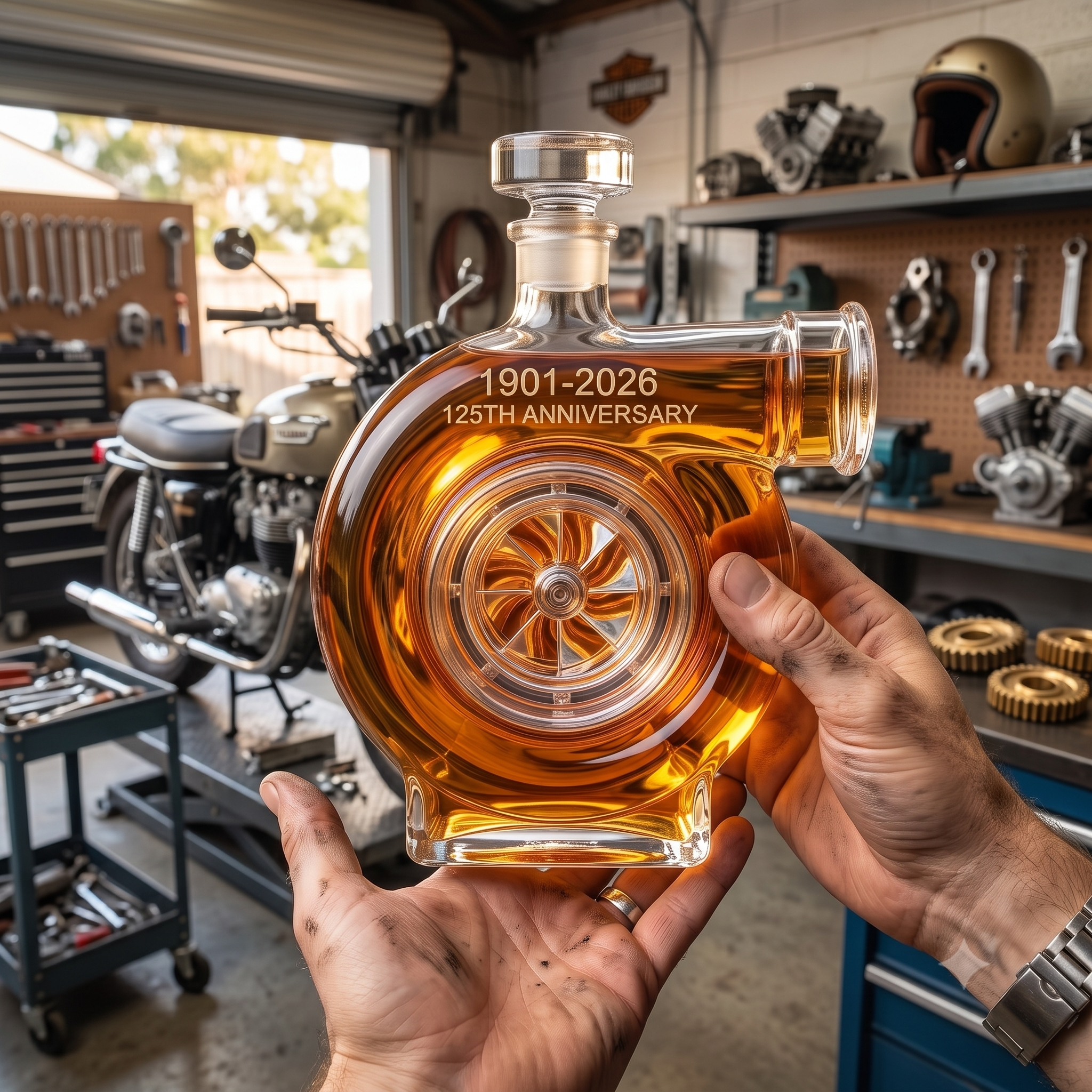BorgWarner Turbocharger 125th Anniversary Whiskey Bottle