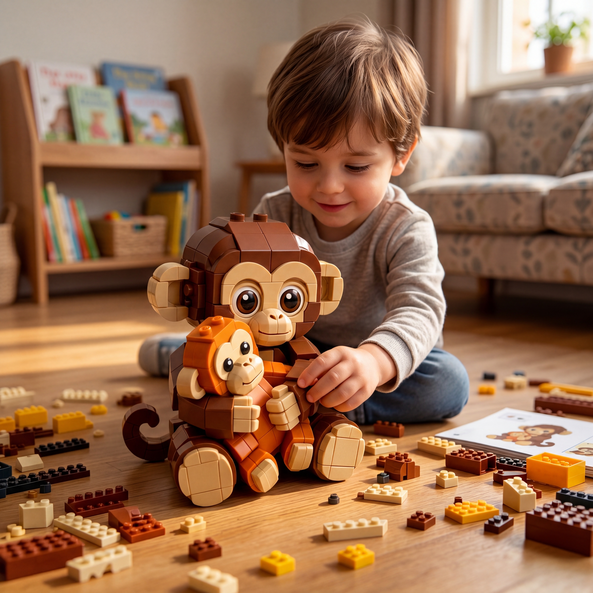 Cute Monkey Hug Display Building Set